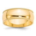 10KY 8mm Milgrain Half Round Band