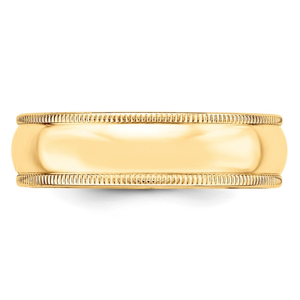 10KY 6mm LTW Milgrain Half Round Band