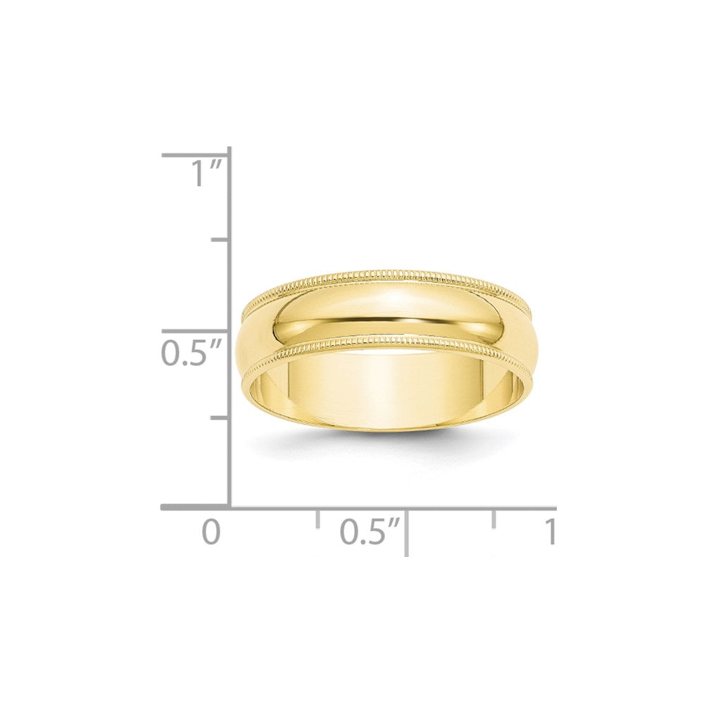 10KY 6mm LTW Milgrain Half Round Band