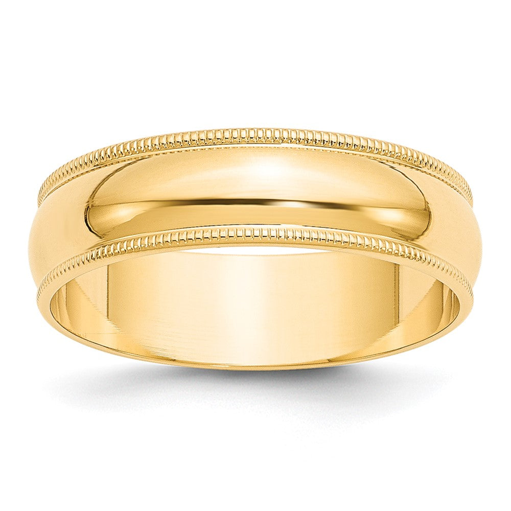 10KY 6mm LTW Milgrain Half Round Band
