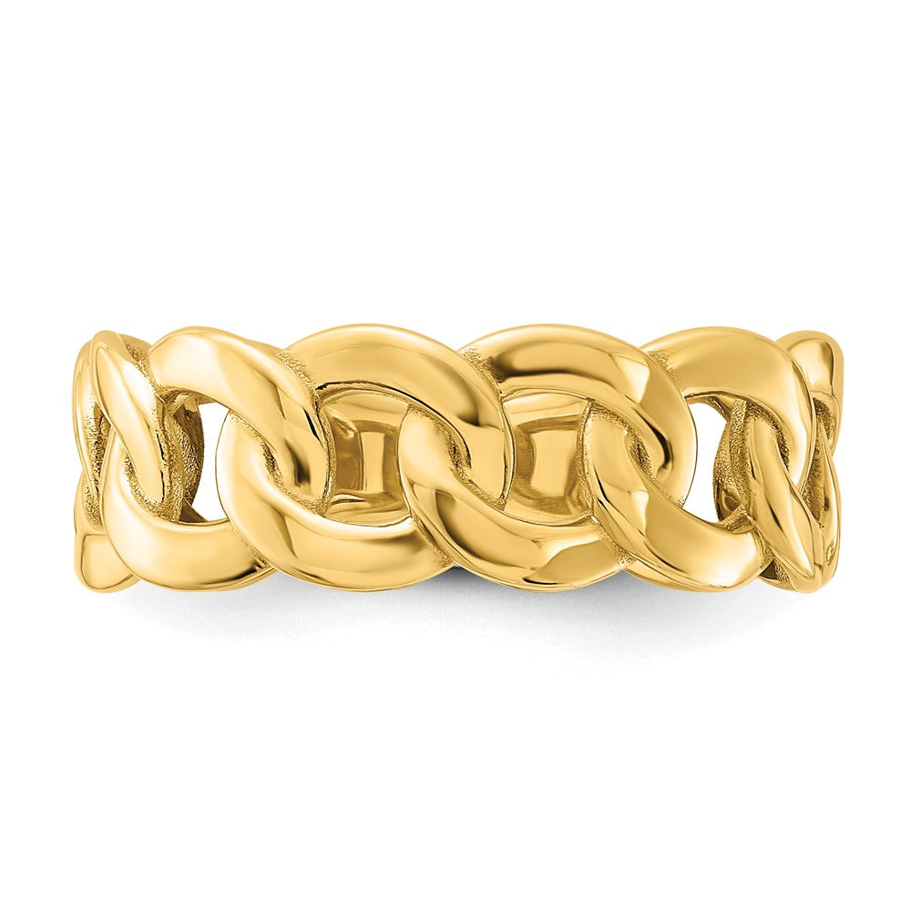 10ky Polished 8mm Men's Curb Link Ring Size 10