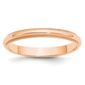 10k Rose Gold 3mm Milgrain Half Round Band