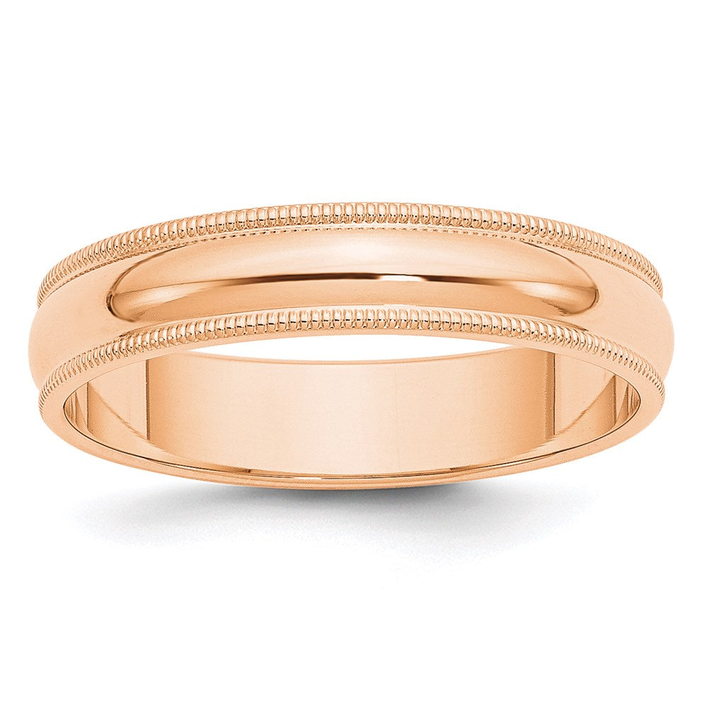 10k Rose Gold 5mm Milgrain Half Round Band