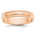 10k Rose Gold 5mm Milgrain Half Round Band