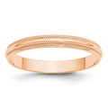 10k Rose Gold 3mm LTW Milgrain Half Round Band