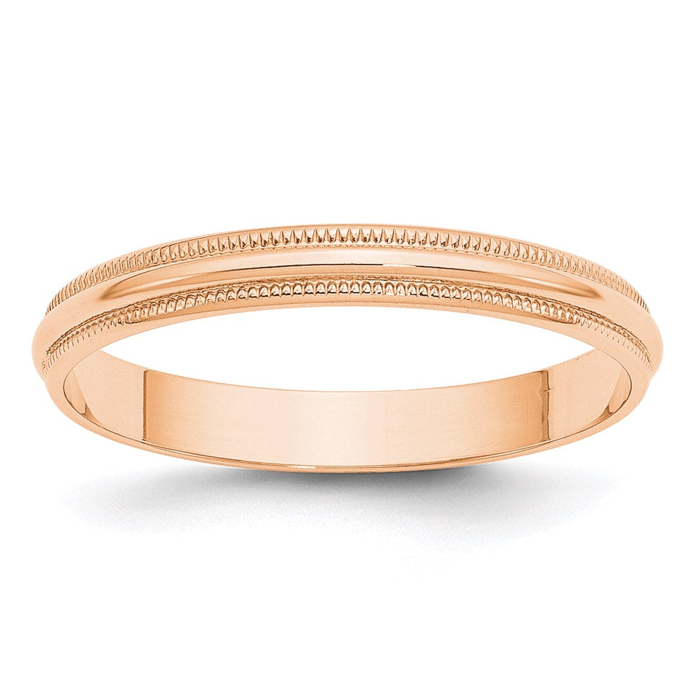 10k Rose Gold 3mm LTW Milgrain Half Round Band
