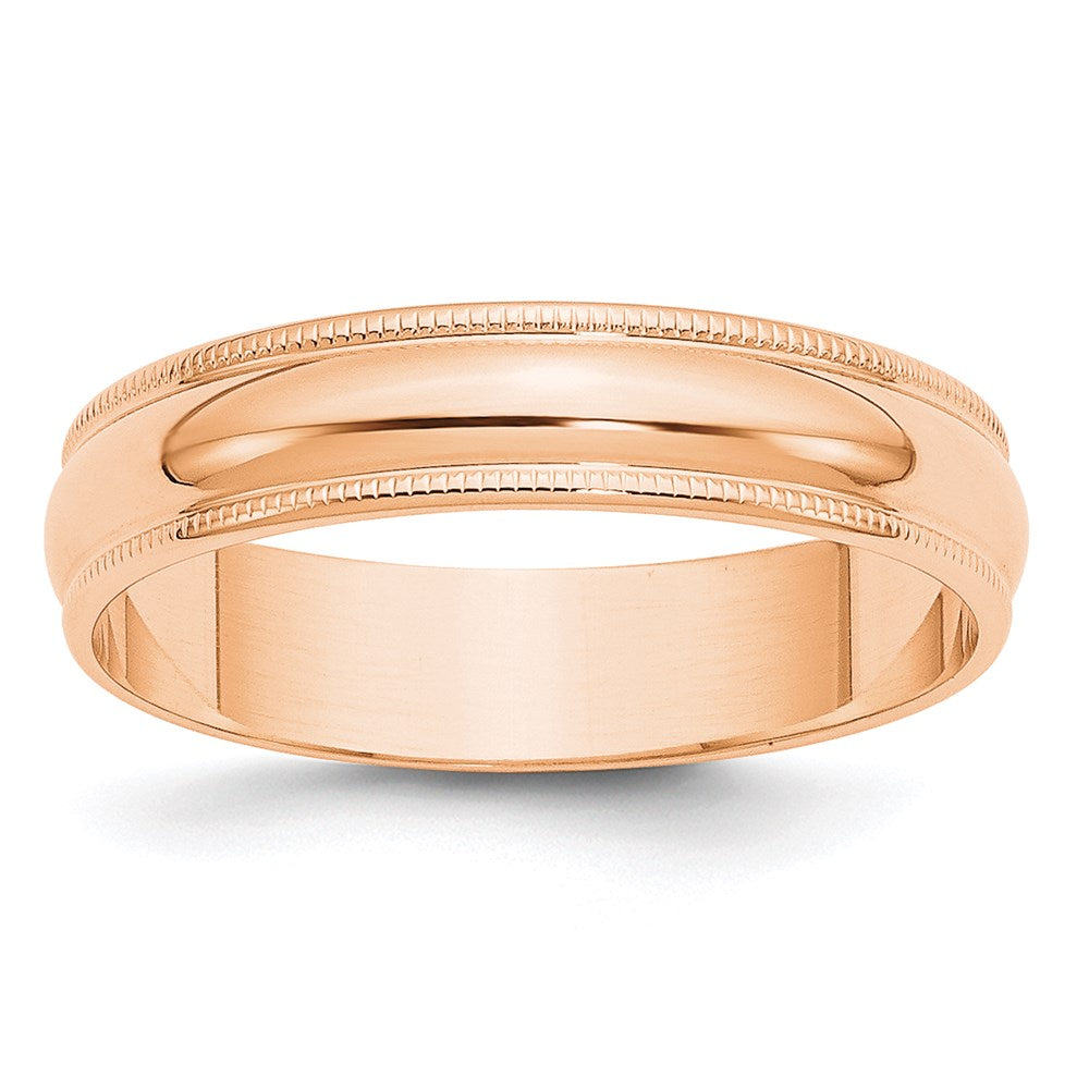 10k Rose Gold 5mm LTW Milgrain Half Round Band