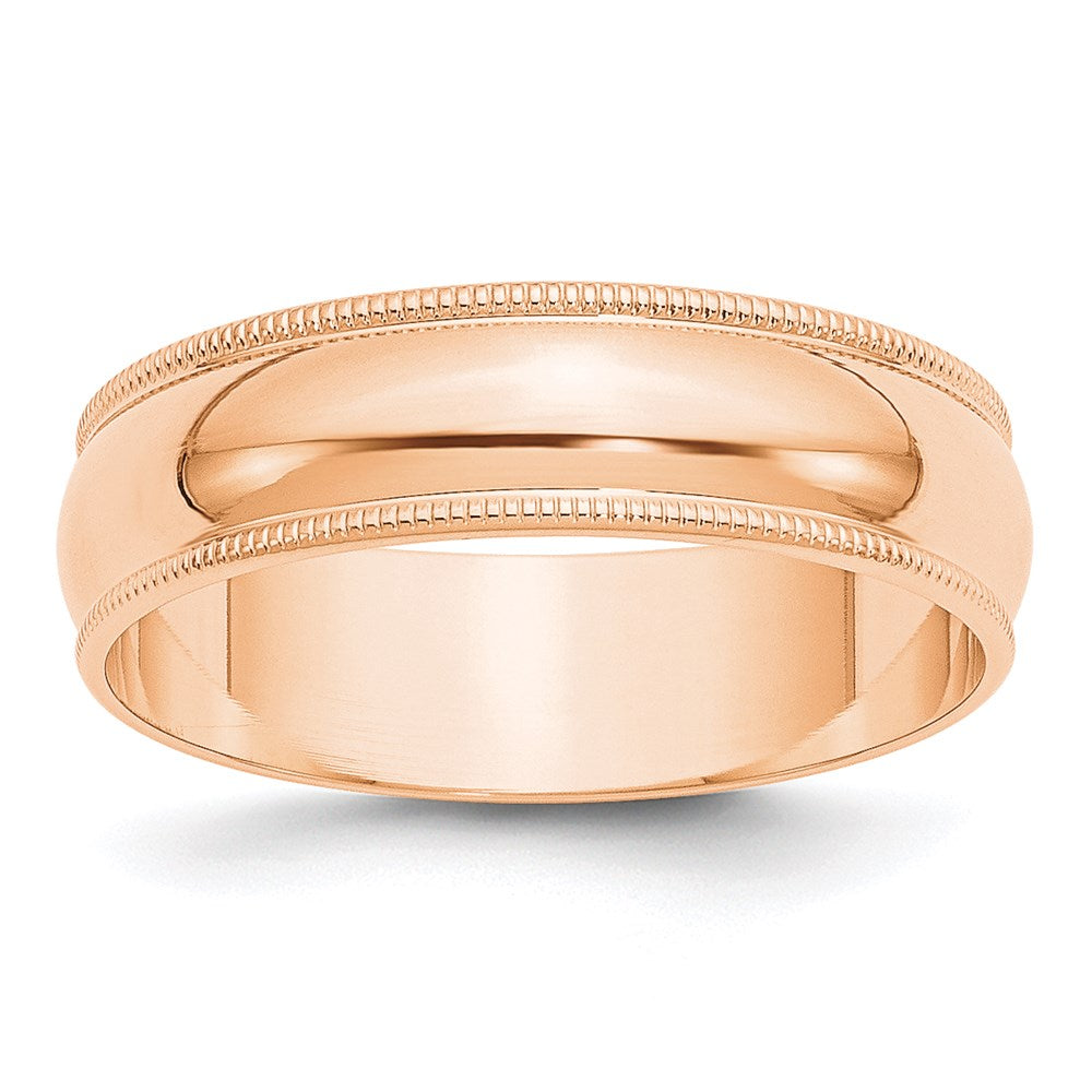 10k Rose Gold 6mm LTW Milgrain Half Round Band