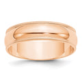 10k Rose Gold 6mm LTW Milgrain Half Round Band