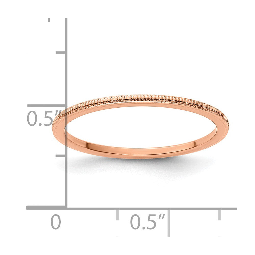 10K Rose Gold 1.2mm Milgrain Stackable Band