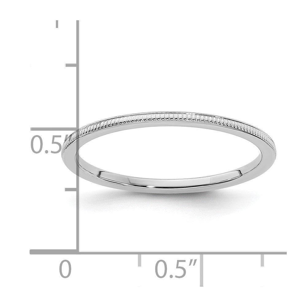 10K White Gold 1.2mm Milgrain Stackable Band