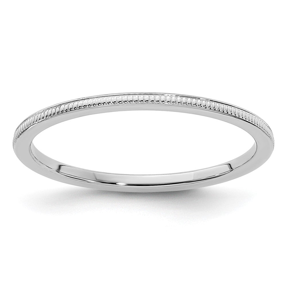 10K White Gold 1.2mm Milgrain Stackable Band