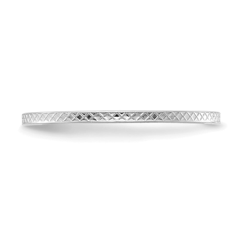 10K White Gold 1.2mm Criss-Cross Pattern Stackable Band