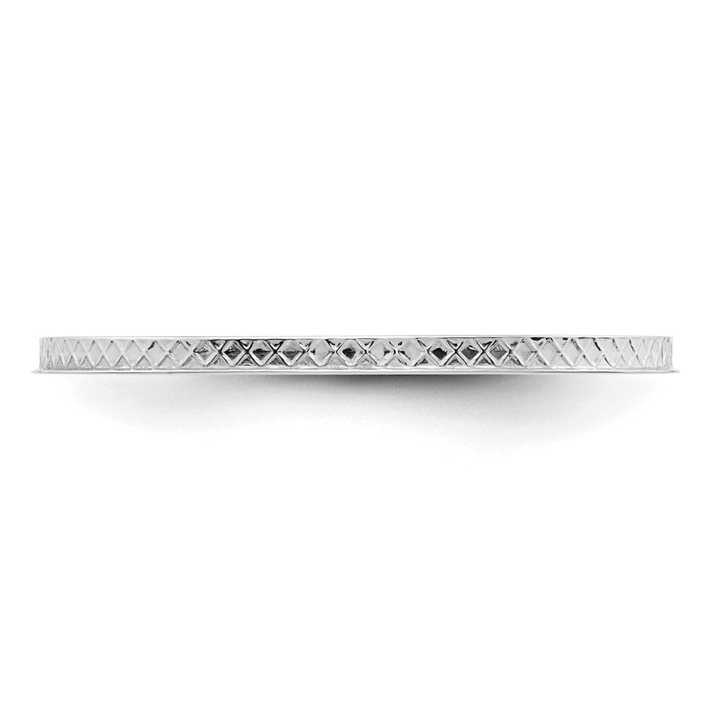 10K White Gold 1.2mm Criss-Cross Pattern Stackable Band