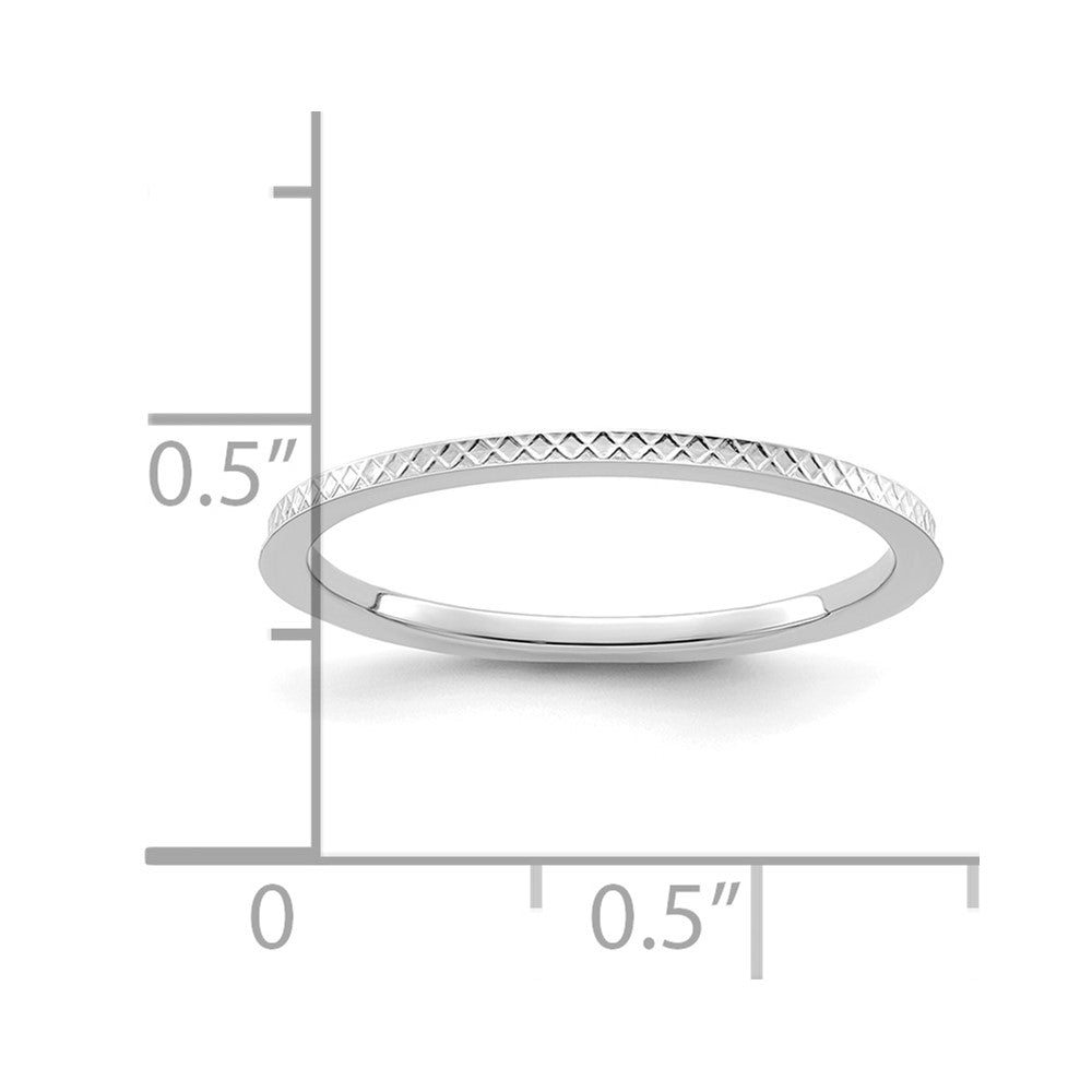 10K White Gold 1.2mm Criss-Cross Pattern Stackable Band