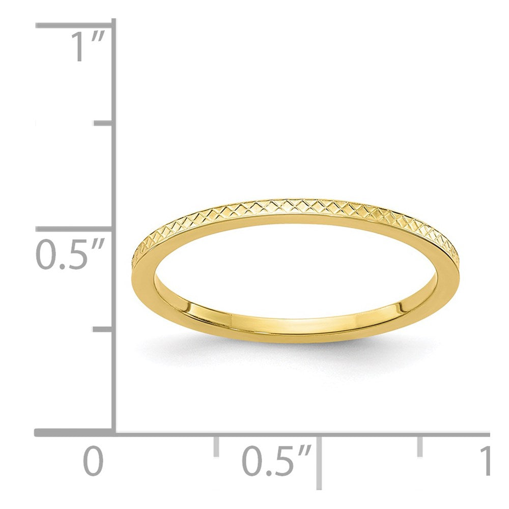 10K Gold 1.2mm Criss-Cross Pattern Stackable Band