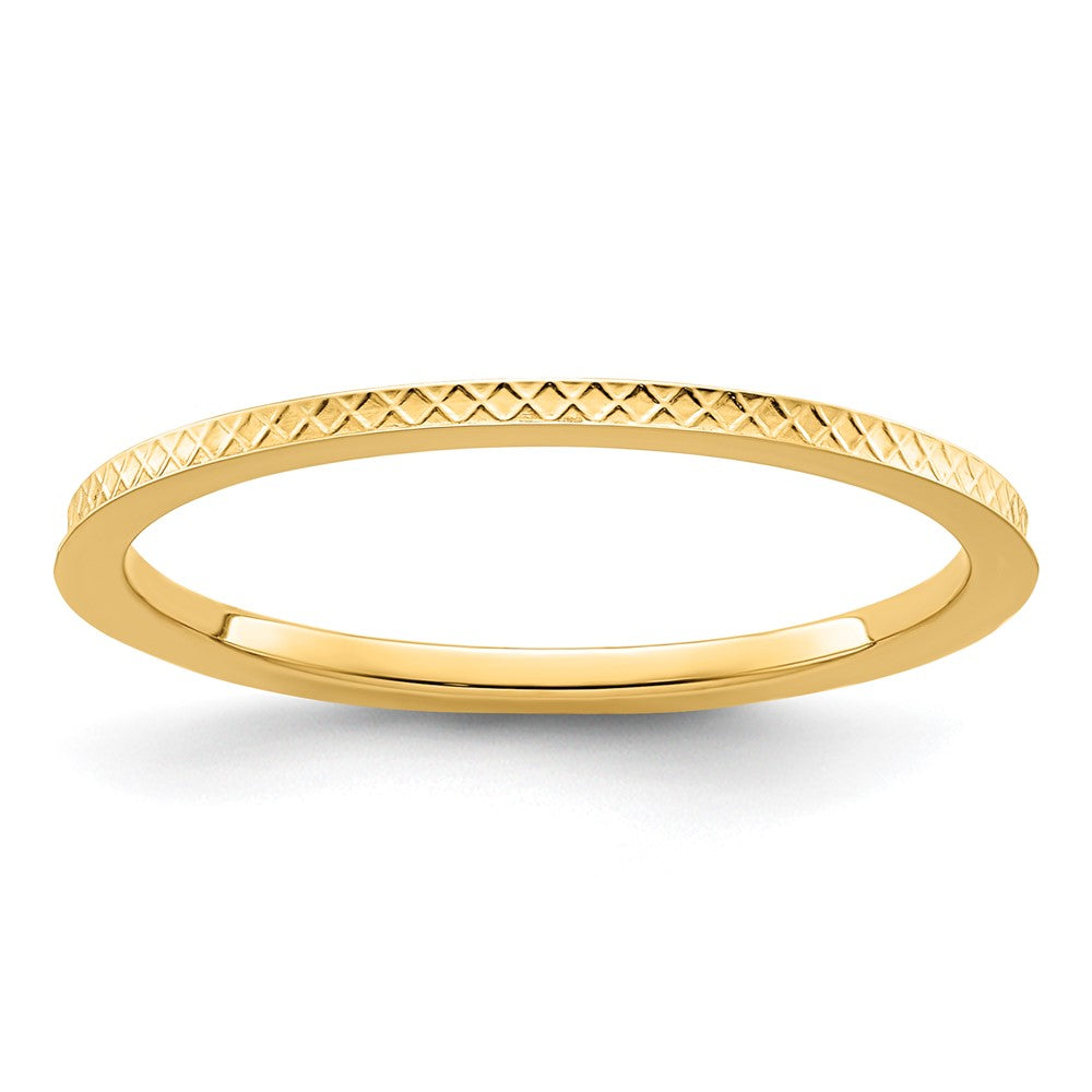 10K Gold 1.2mm Criss-Cross Pattern Stackable Band