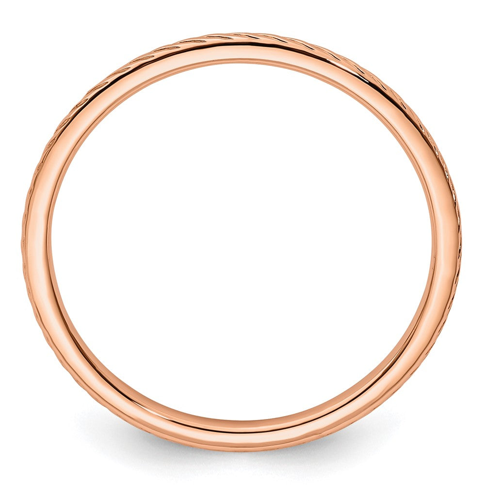 10K Rose Gold 1.2mm Twisted Wire Pattern Stackable Band