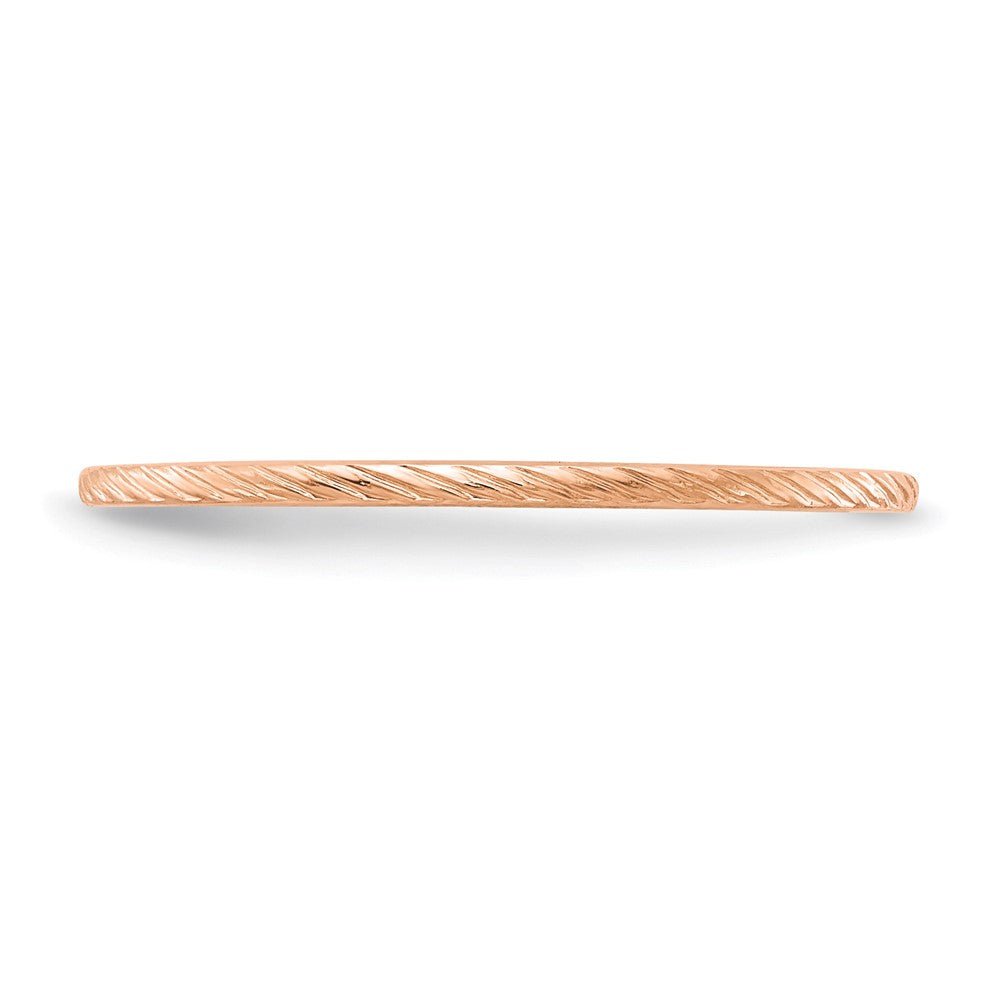 10K Rose Gold 1.2mm Twisted Wire Pattern Stackable Band