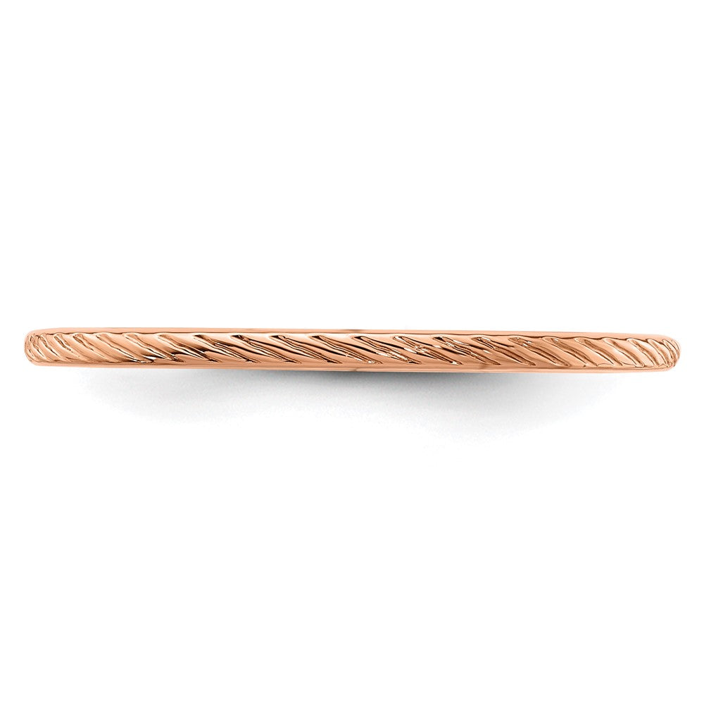10K Rose Gold 1.2mm Twisted Wire Pattern Stackable Band