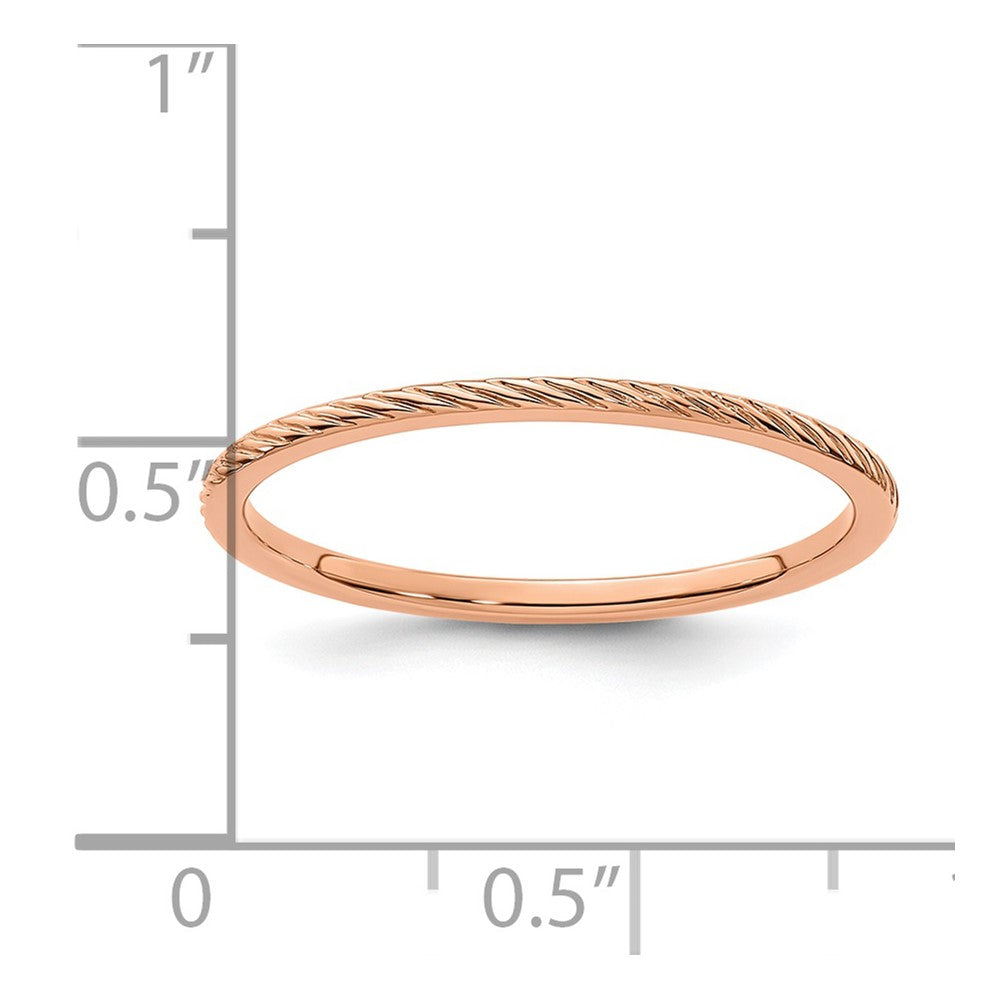 10K Rose Gold 1.2mm Twisted Wire Pattern Stackable Band
