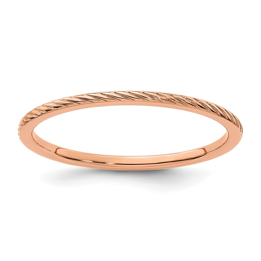 10K Rose Gold 1.2mm Twisted Wire Pattern Stackable Band