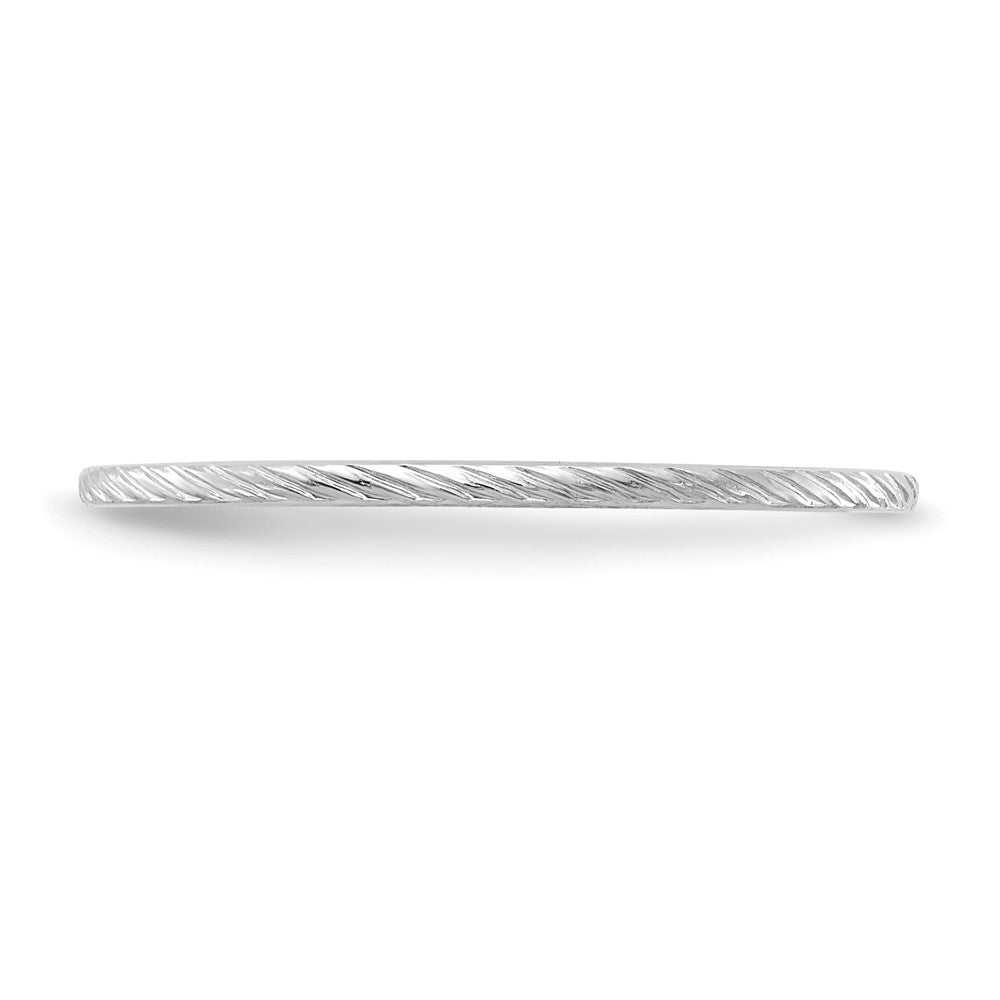 10K White Gold 1.2mm Twisted Wire Pattern Stackable Band