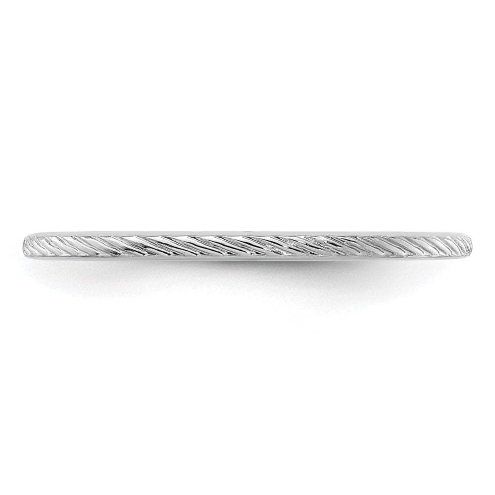 10K White Gold 1.2mm Twisted Wire Pattern Stackable Band