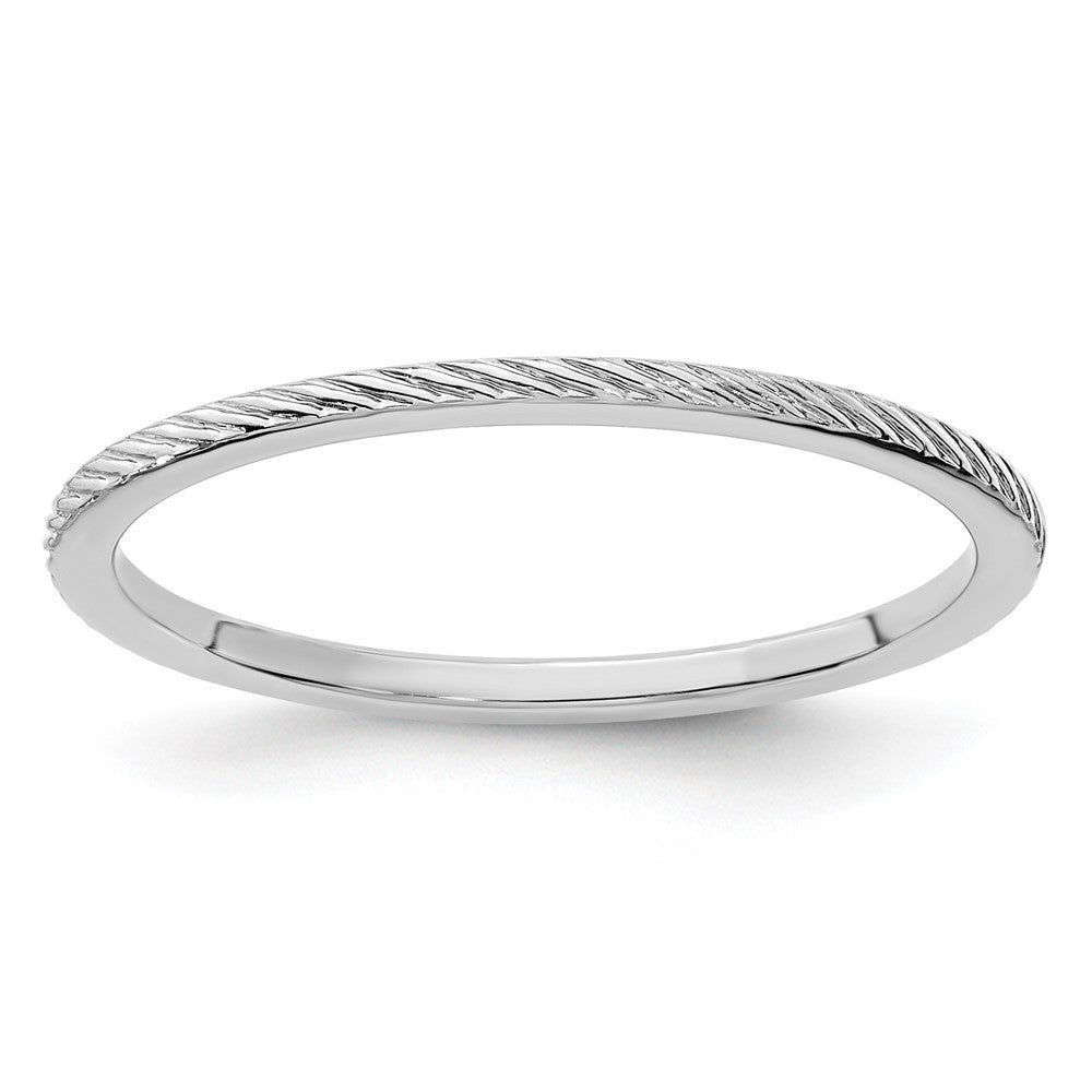 10K White Gold 1.2mm Twisted Wire Pattern Stackable Band