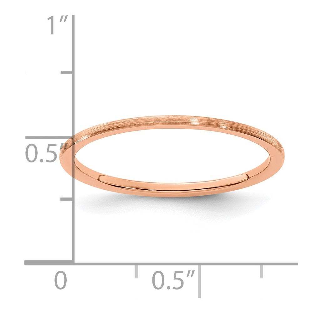 10K Rose Gold 1.2mm Half Round Satin Stackable Band