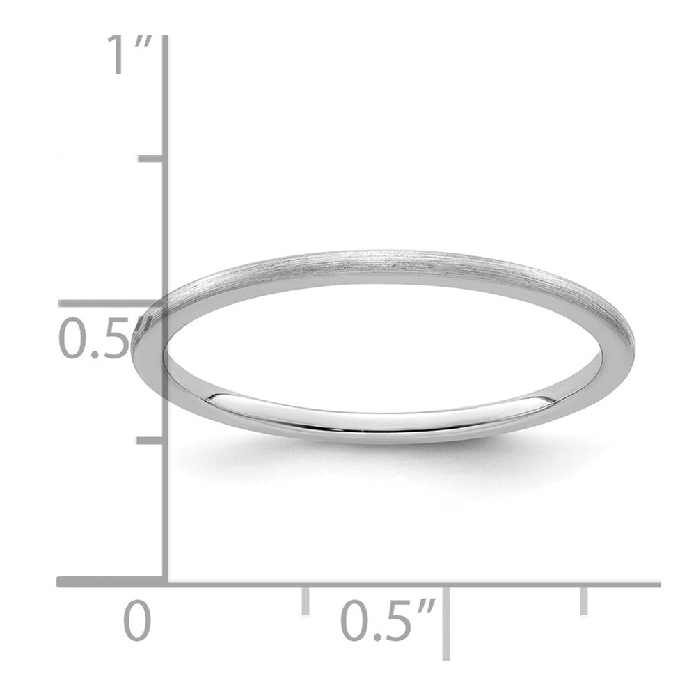 10K White Gold 1.2mm Half Round Satin Stackable Band