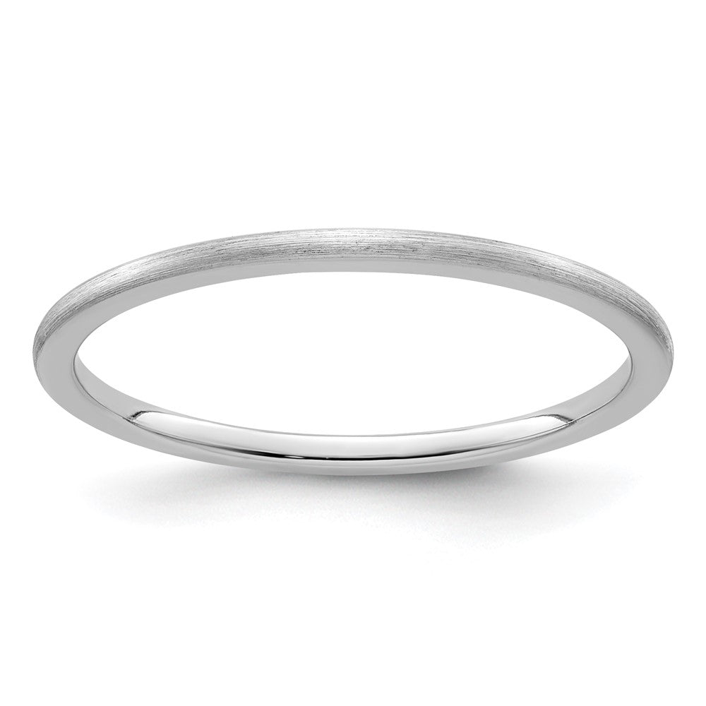 10K White Gold 1.2mm Half Round Satin Stackable Band