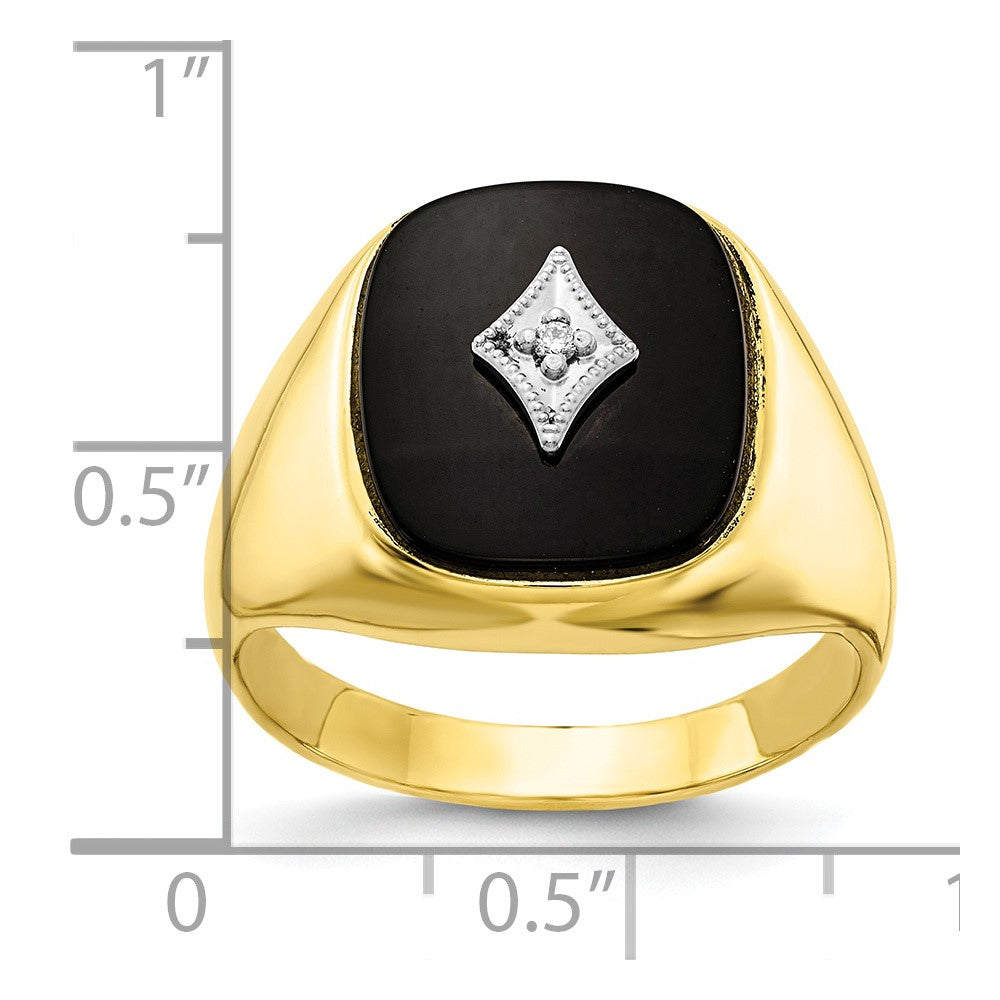 10ky AA Diamond and Onyx Men's Ring