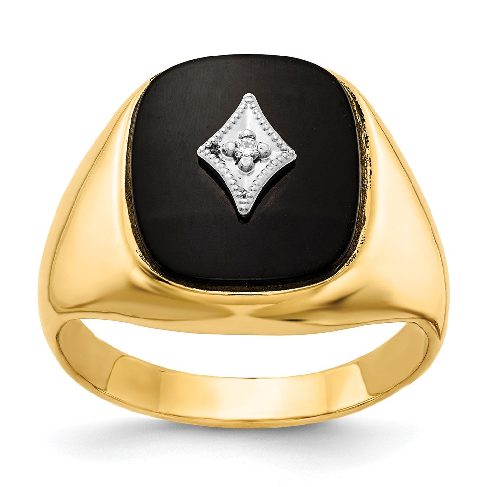 10ky AA Diamond and Onyx Men's Ring