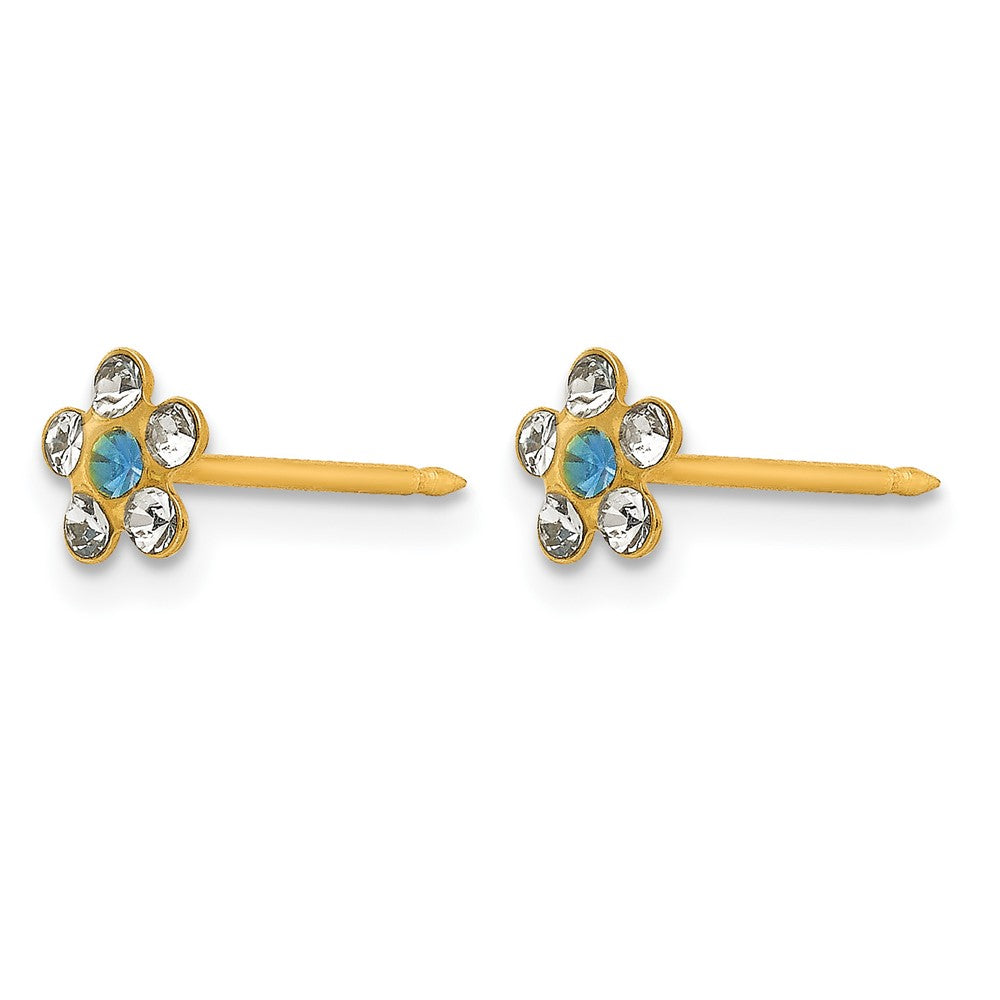 Inverness 14k Clear/Blue Crystal Flower Earrings