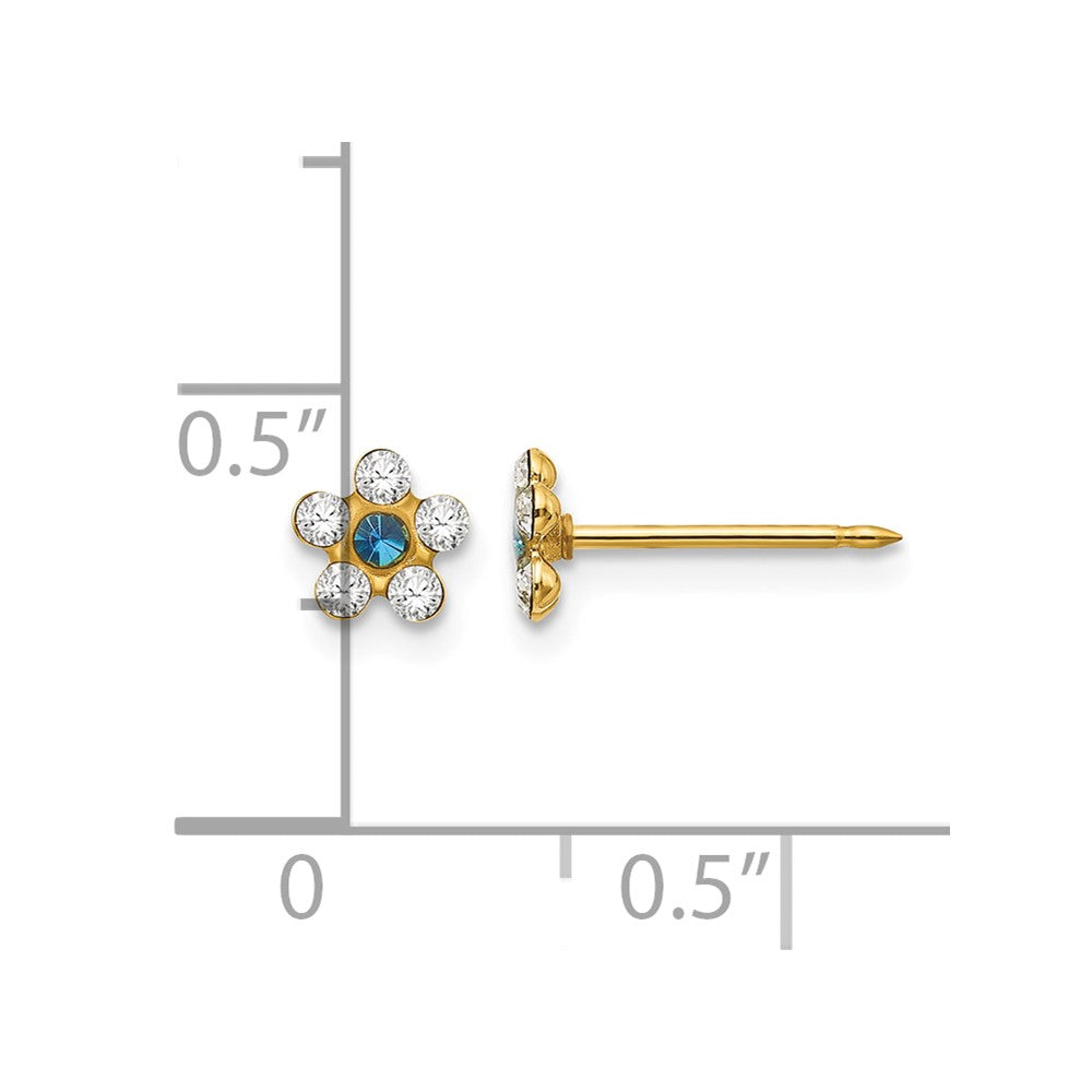 Inverness 14k Clear/Blue Crystal Flower Earrings