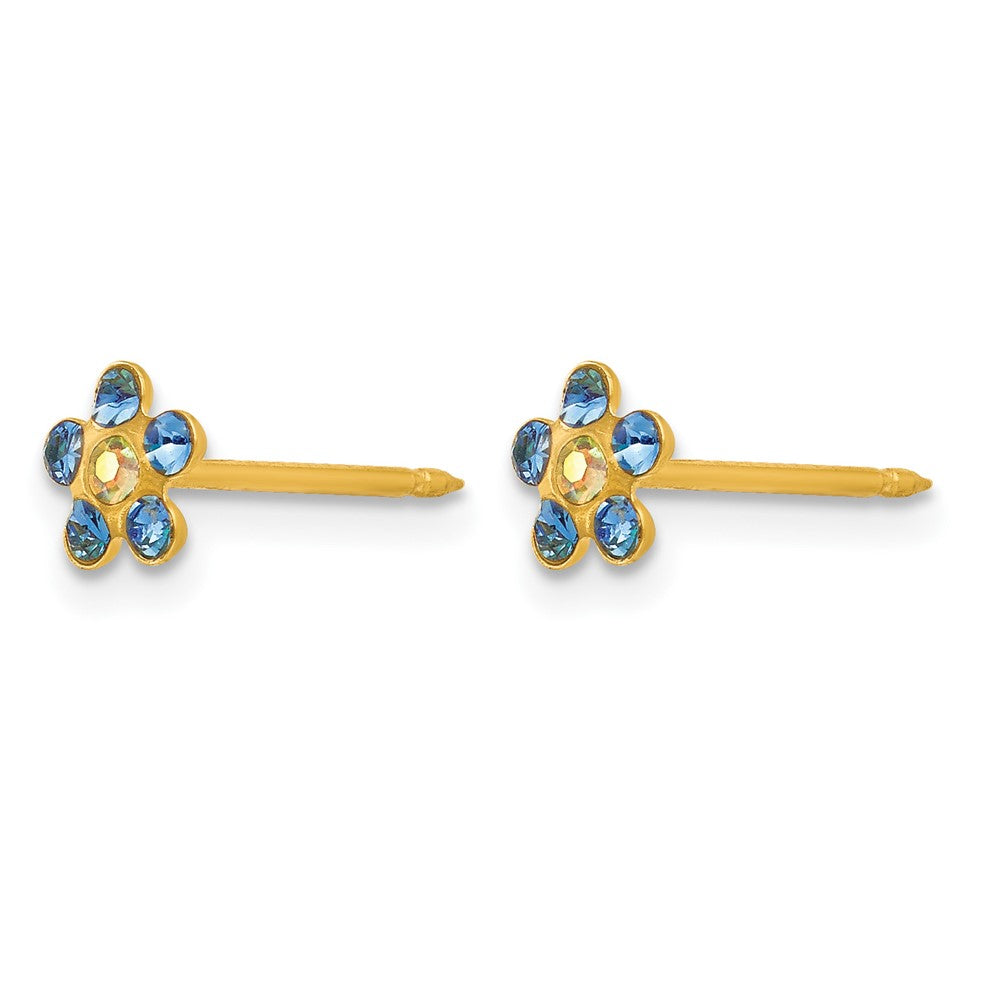 Inverness 14k Blue/Aurora Borealis Crystal Flower Earrings