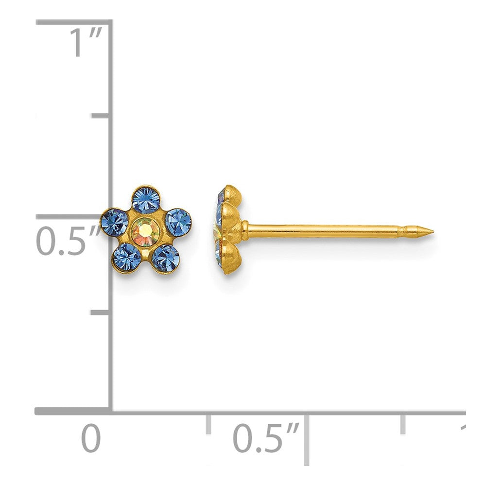 Inverness 14k Blue/Aurora Borealis Crystal Flower Earrings