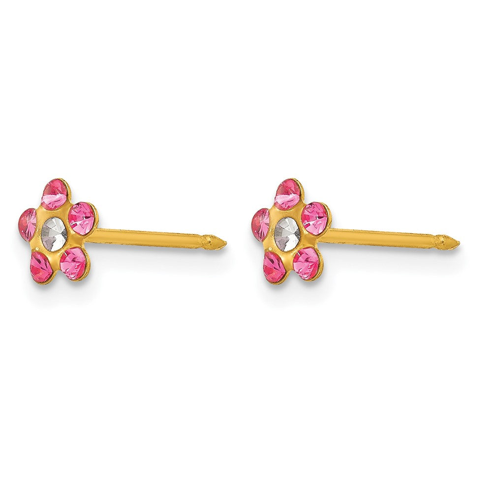 Inverness 14k Rose/Aurora Borealis Crystal Flower Earrings