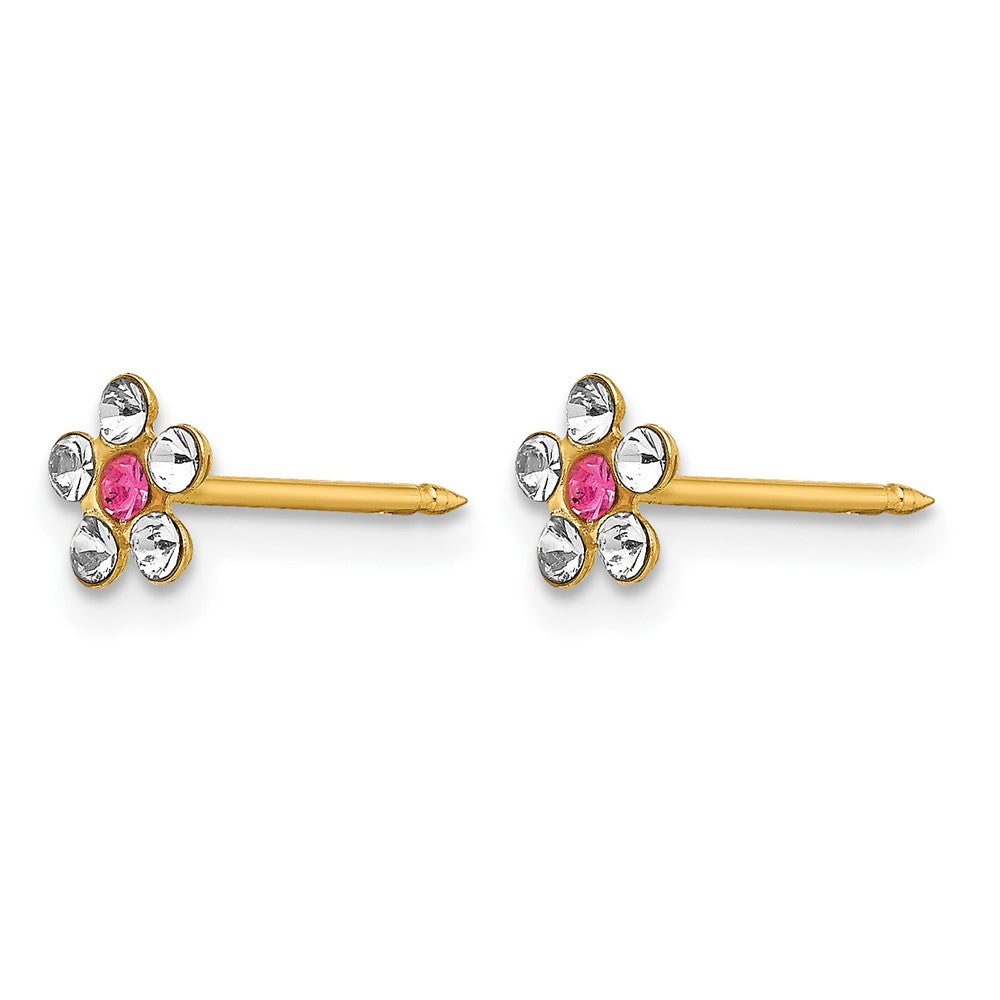 Inverness 14k Clear/Rose Crystal Flower Earrings