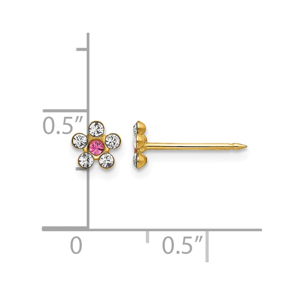 Inverness 14k Clear/Rose Crystal Flower Earrings