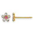 Inverness 14k Clear/Rose Crystal Flower Earrings