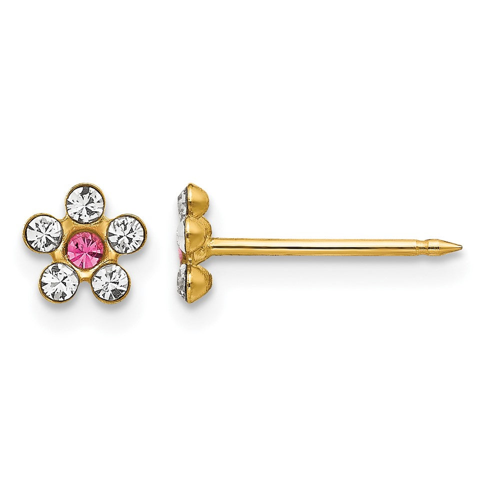 Inverness 14k Clear/Rose Crystal Flower Earrings