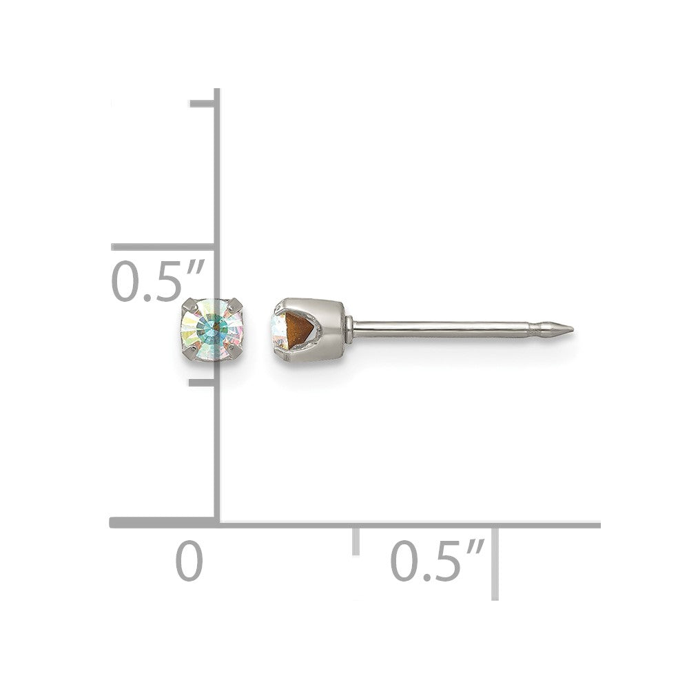 Inverness Stainless Steel 3mm Aurora Borealis Crystal Earrings