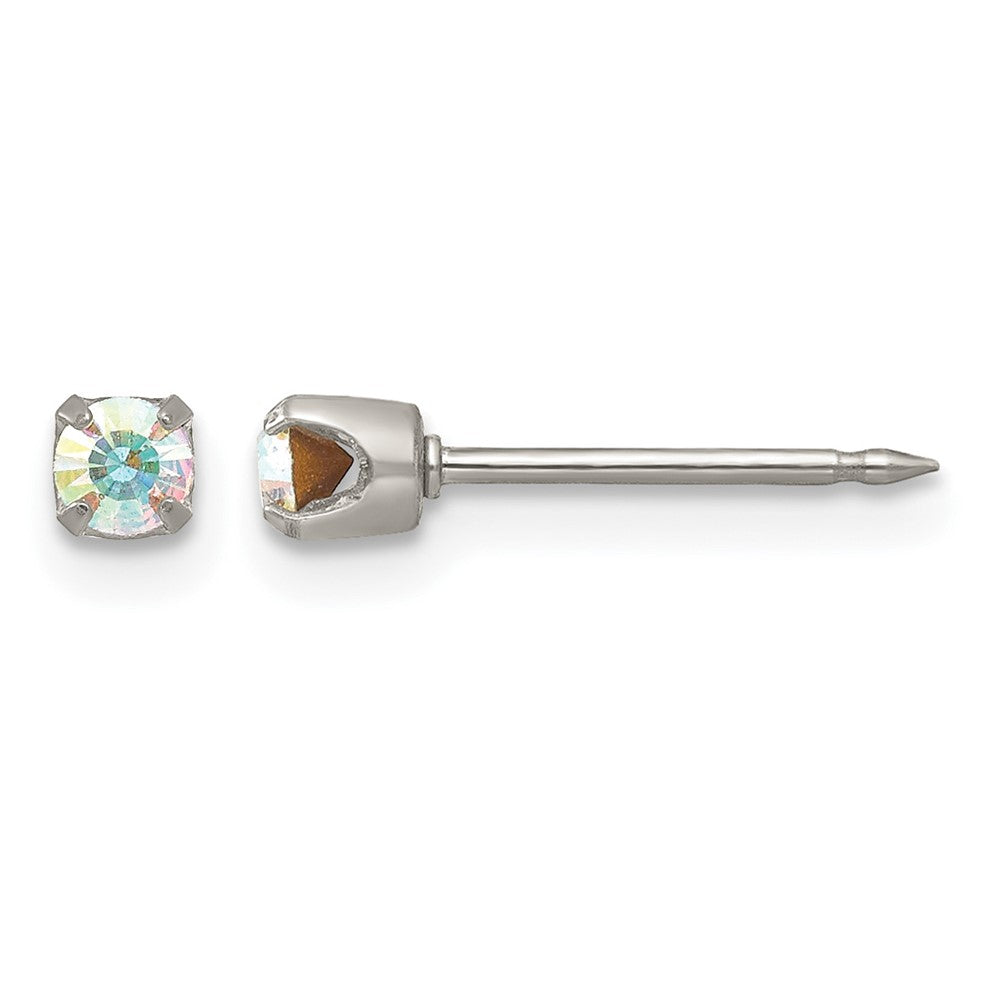 Inverness Stainless Steel 3mm Aurora Borealis Crystal Earrings