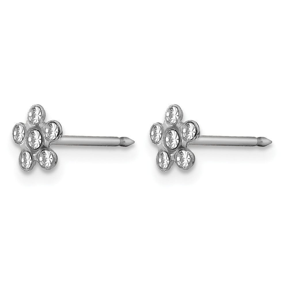 Inverness 14k White Gold Clear Crystal Flower Earrings
