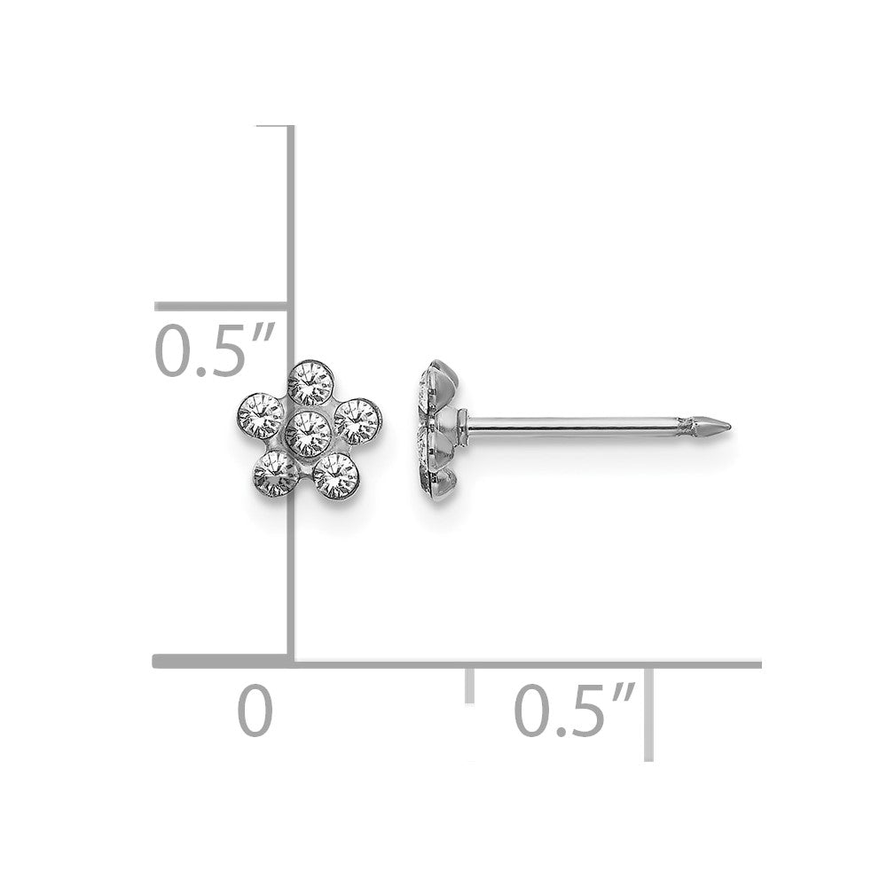 Inverness 14k White Gold Clear Crystal Flower Earrings