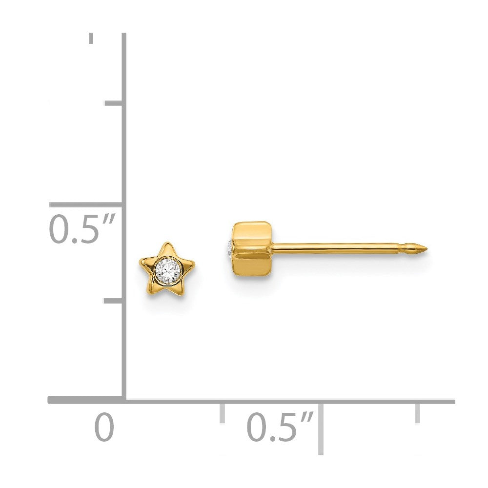 Inverness Stainless Steel 24K Gold-plated Star with Crystal Earrings