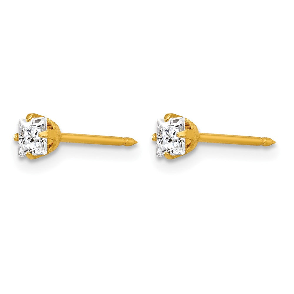 Inverness 18k 3mm Square CZ Earrings
