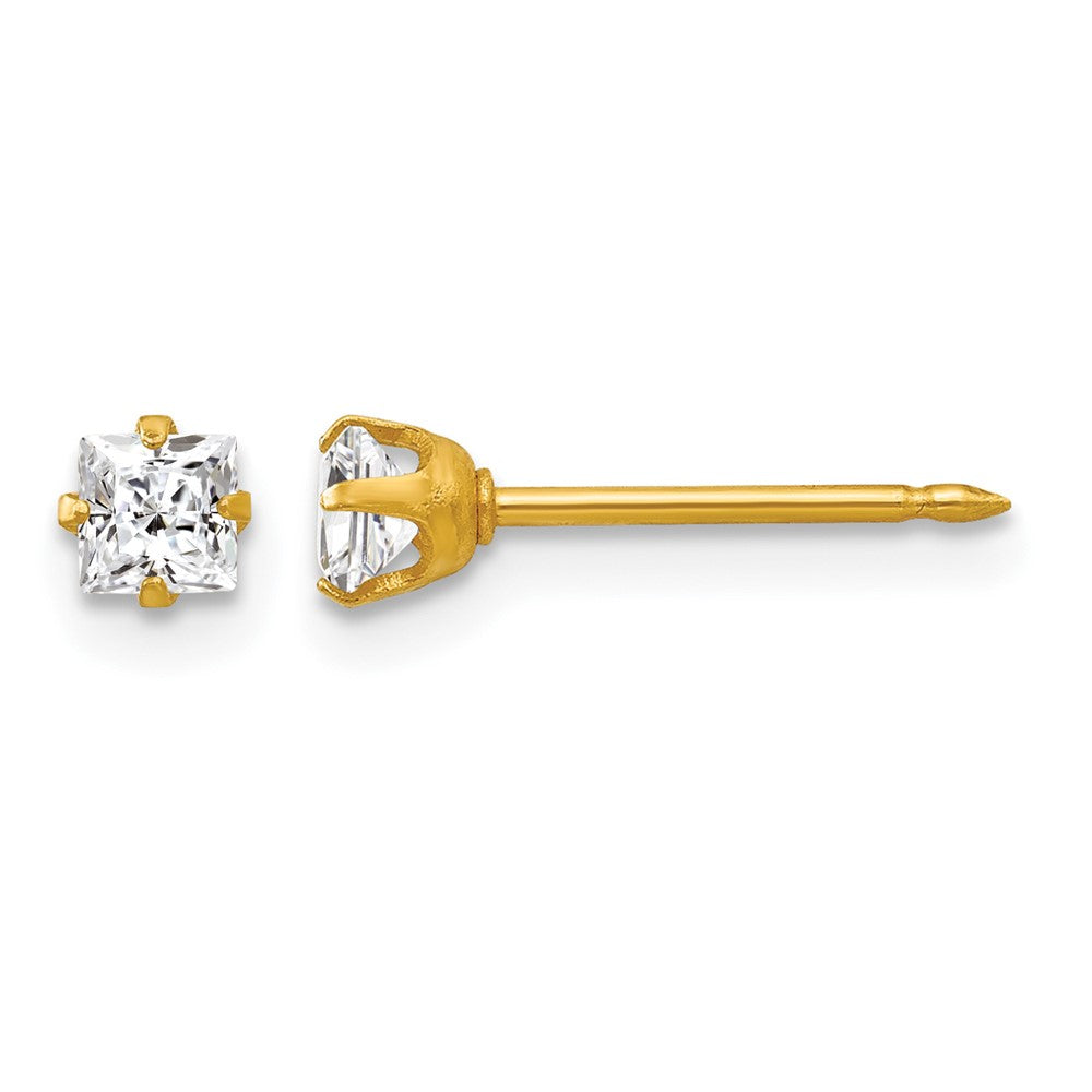 Inverness 18k 3mm Square CZ Earrings